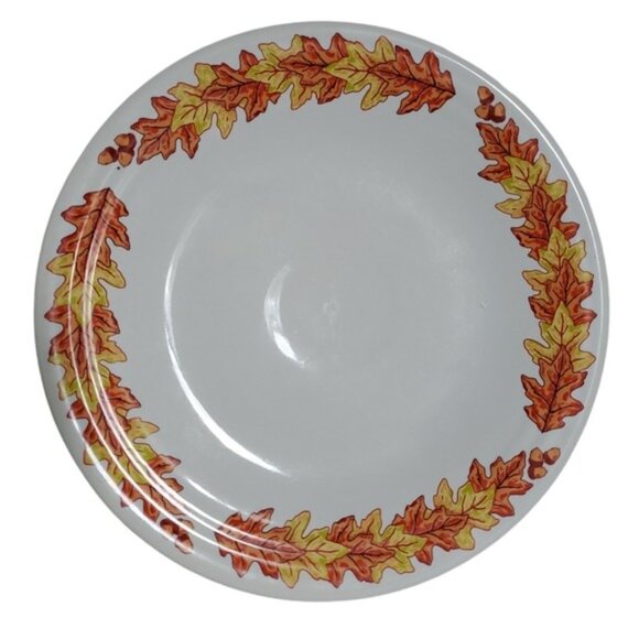 Fiestaware Fiesta Fall Leaves Acorn Ceramic Luncheon Plate 9" Classic Rim White - Picture 2 of 16